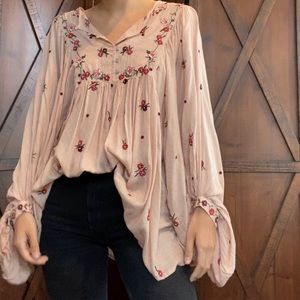 Free People Blush Floral Blouse